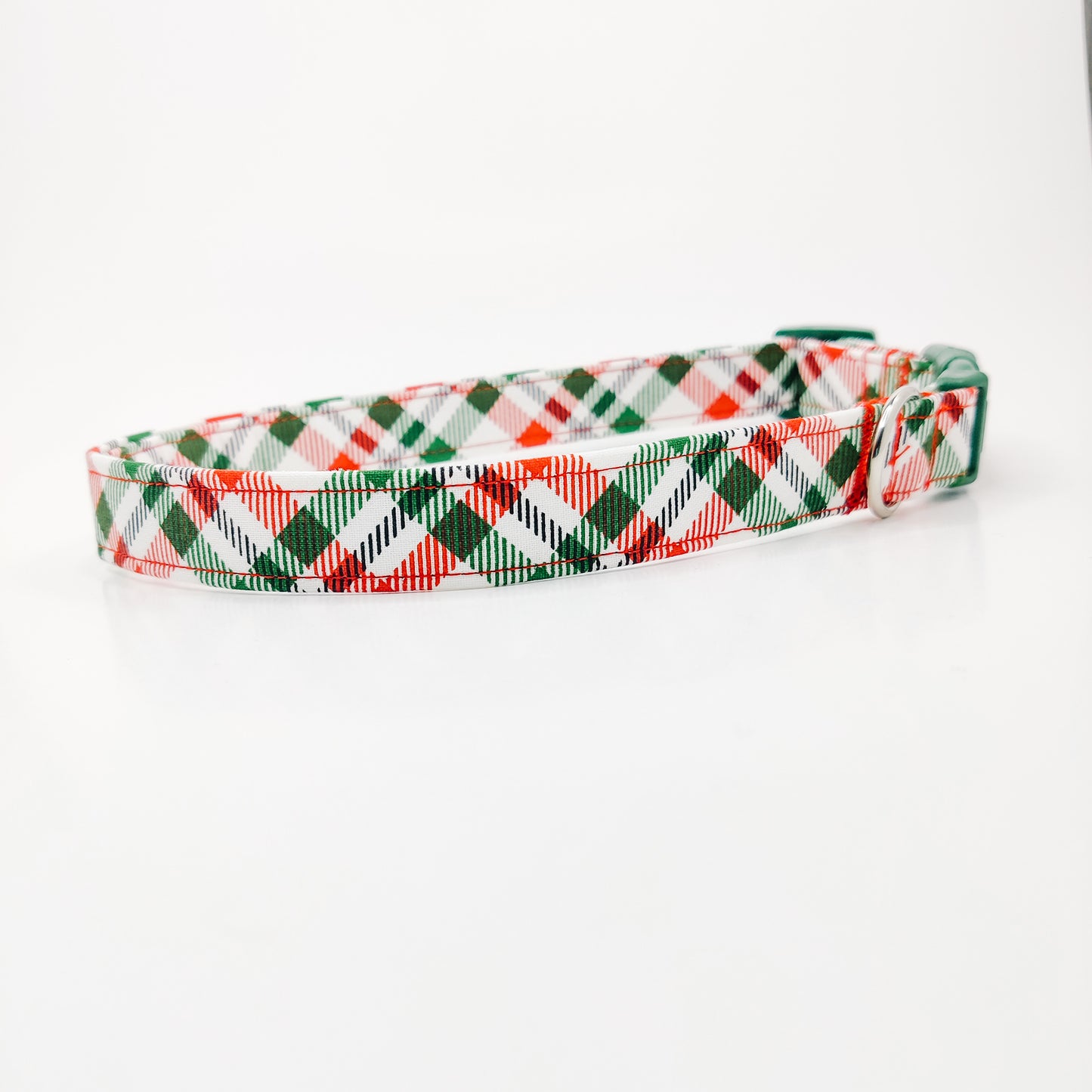 Red and Green Plaid Dog Collar/ Cat Collar