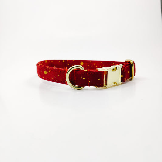 Sweet Dots on Red Dog Collar/ Cat Collar