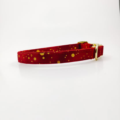 Sweet Dots on Red Dog Collar/ Cat Collar