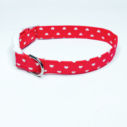 Hearts on Red Dog Collar/ Cat Collar
