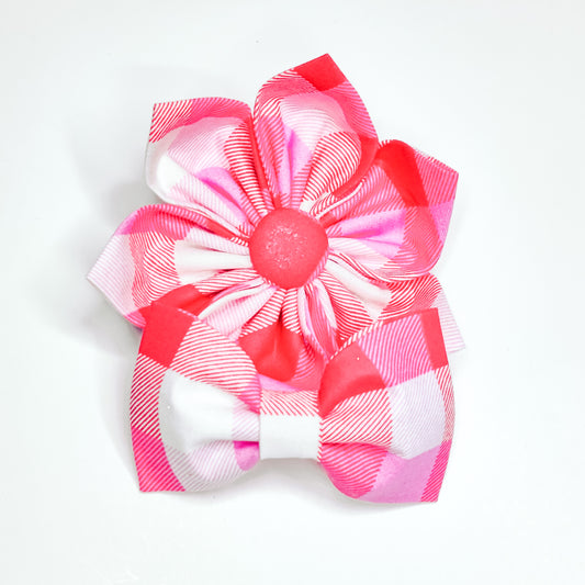 V-day Plaid Dog & Cat Bow Tie/ Collar Flower