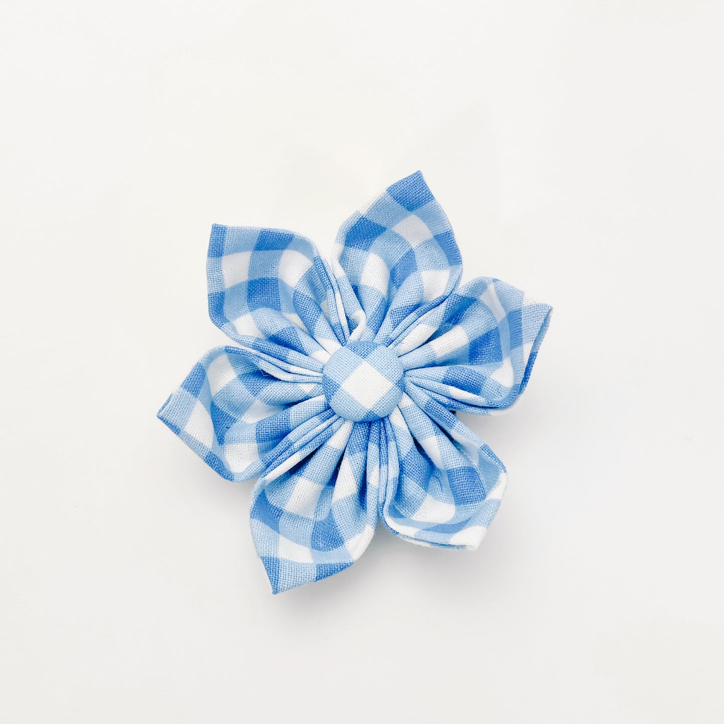 Blue Gingham Dog & Cat Bow Tie/Collar Flower