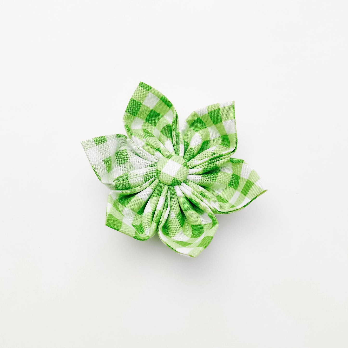 Lime Green Gingham Dog & Cat Bow Tie/Collar Flower