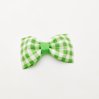 Lime Green Gingham Dog & Cat Bow Tie/Collar Flower