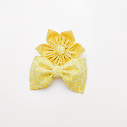 Yellow Honeycomb Dog & Cat Bow Tie/Collar Flower