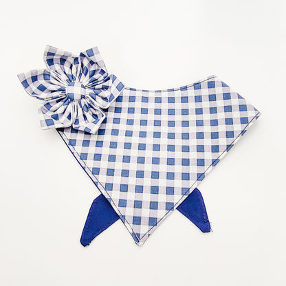 Navy Blue Gingham Dog Bandana & Cat Bandana