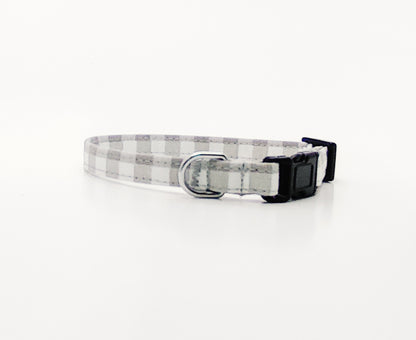 Grey Gingham Dog Collar/ Cat Collar