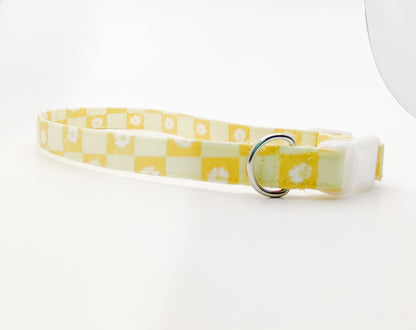 Yellow Daisy Checker Dog Collar/ Cat Collar
