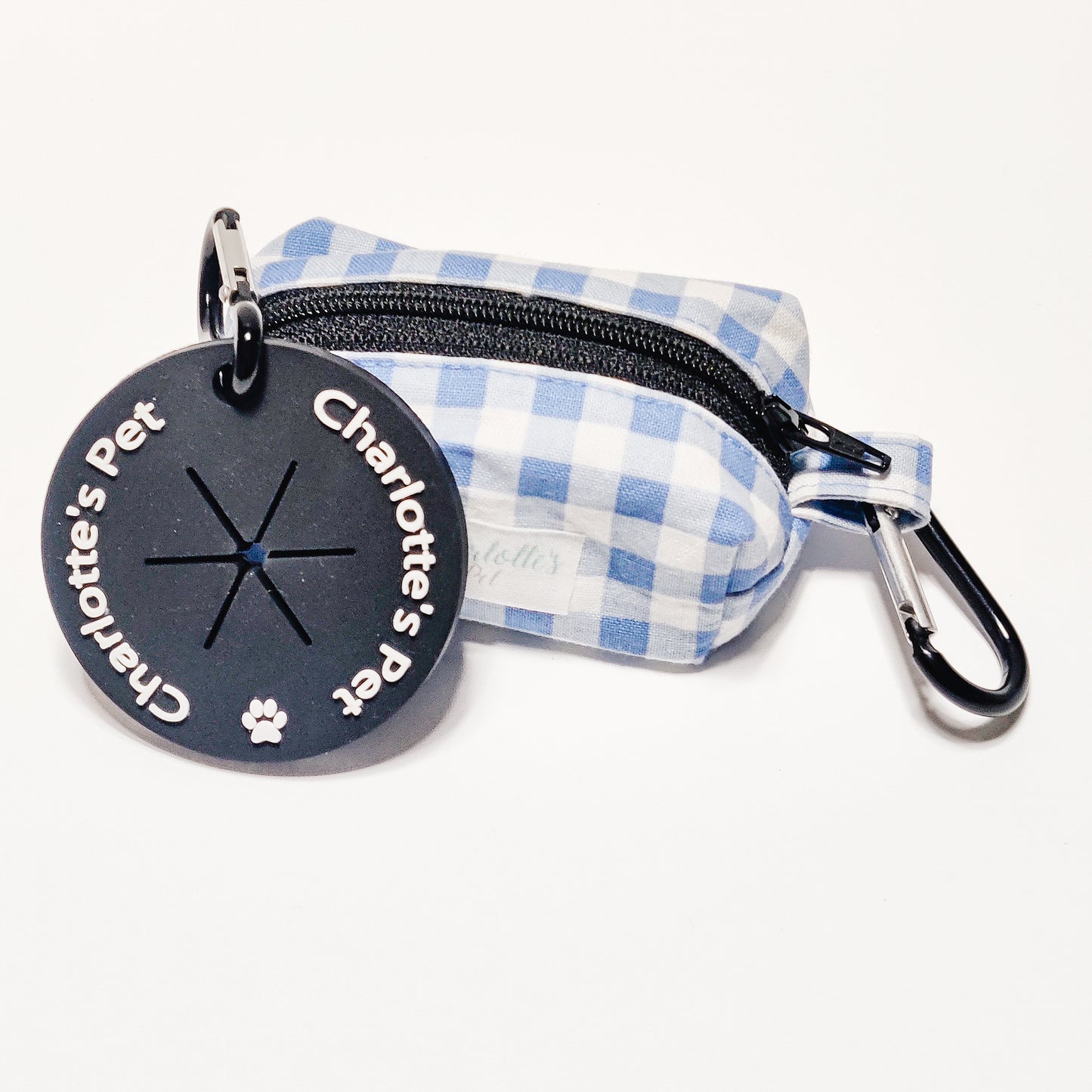 Sky Blue Gingham Waste Bag Dispenser