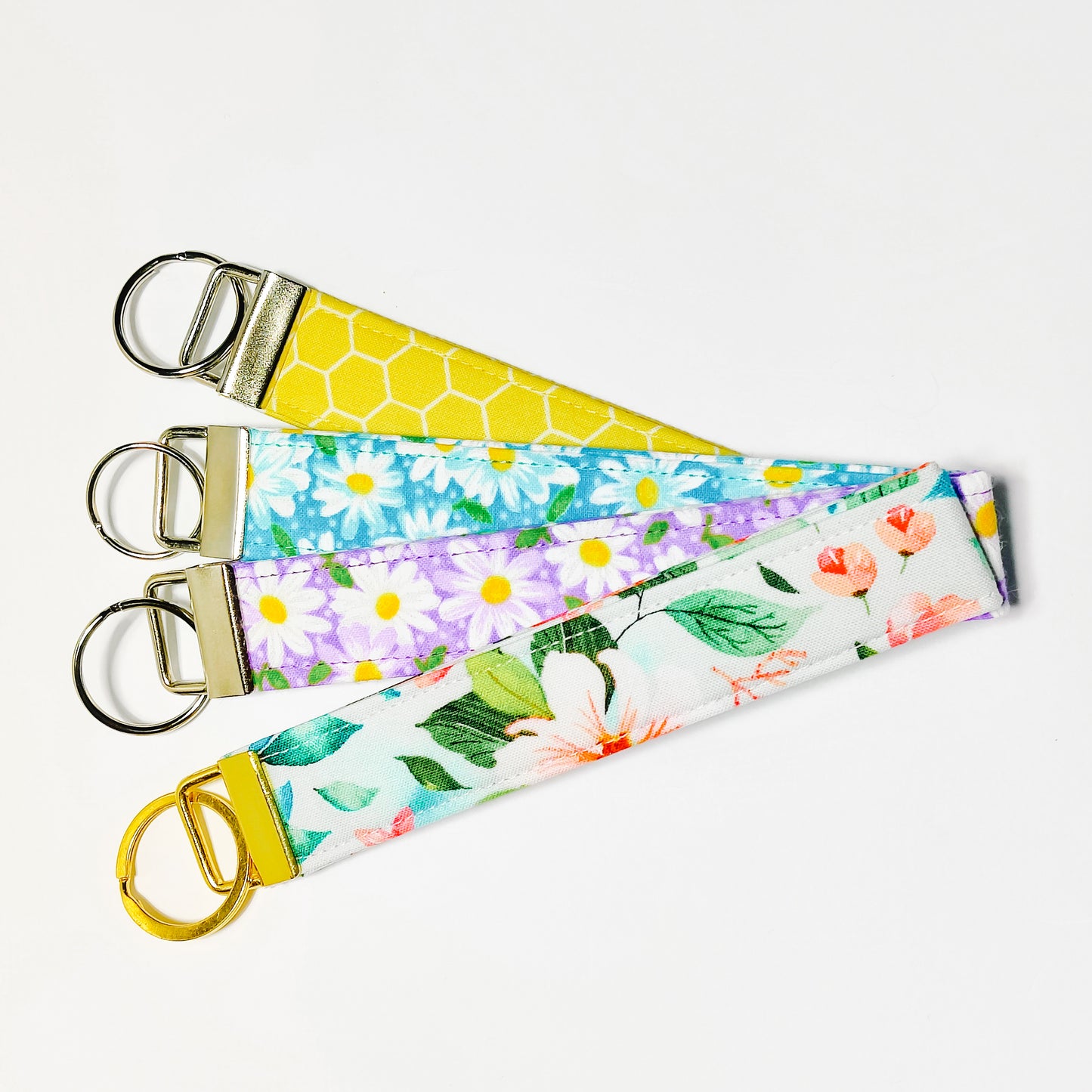 Aqua Daisy Key Wristlet