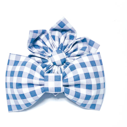 Navy Blue Gingham Gingham Dog & Cat Bow Tie/Collar Flower