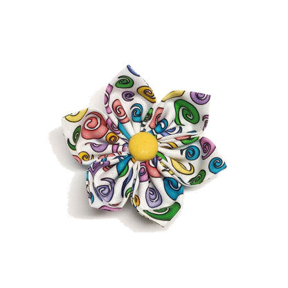 Rainbow Swirls Dog & Cat Bow Tie/ Collar Flower