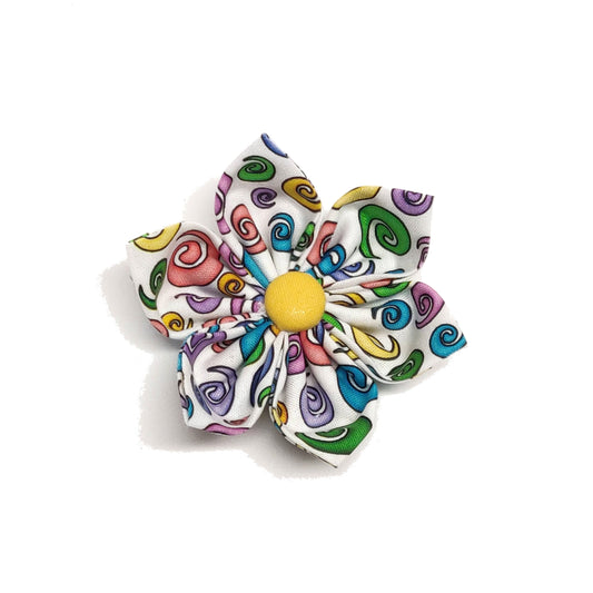 Rainbow Swirls Dog & Cat Bow Tie/ Collar Flower