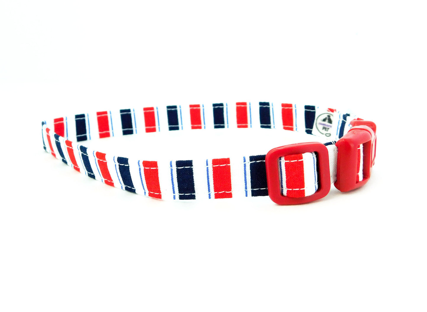 Red and Blue Stripes Collar - Charlotte's Pet