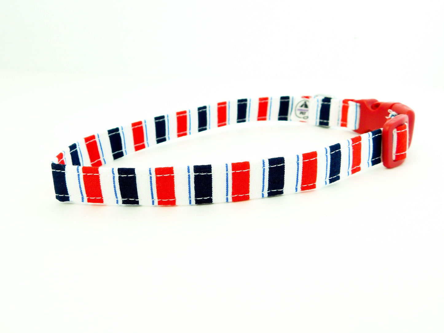 Red and Blue Stripes Collar - Charlotte's Pet