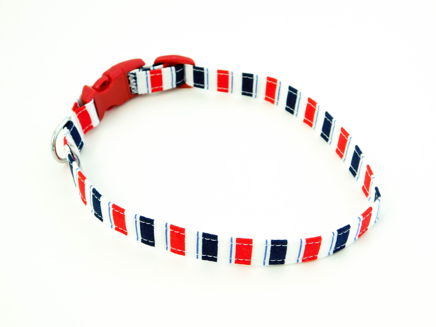 Red and Blue Stripes Collar - Charlotte's Pet