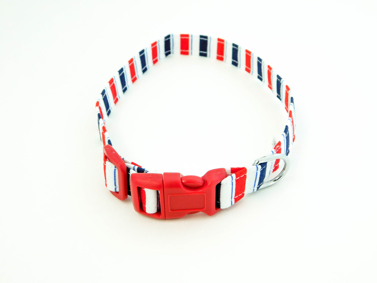 Red and Blue Stripes Collar - Charlotte's Pet