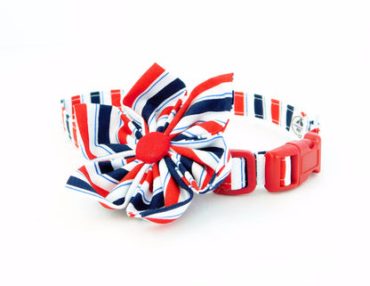 Red and Blue Stripes Collar - Charlotte's Pet