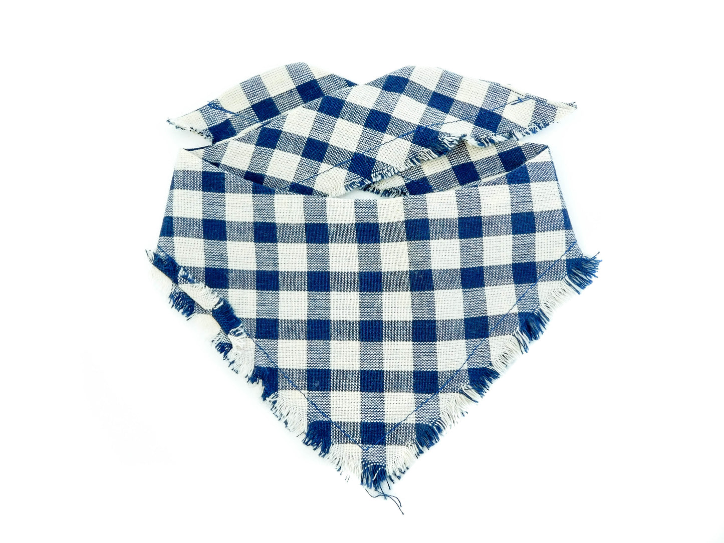 Navy Blue Checker Fringe Bandana - Charlotte's Pet