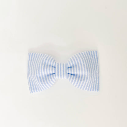 Seersucker Blue Dog & Cat Bow Tie/Collar Flower