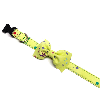 Birds of Summer in Lime Dog & Cat Bow Tie/ Collar Flower