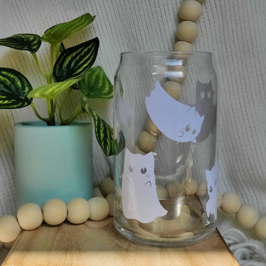 Cat Ghosts Can Glass Cup
