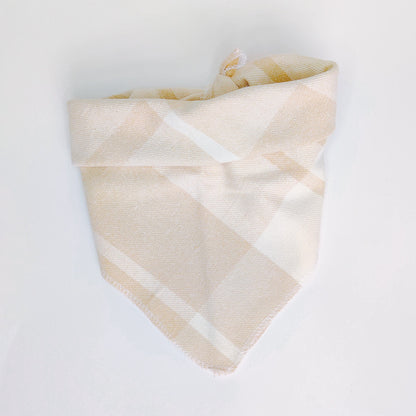 Cream Plaid Dog Bandana & Cat Bandana