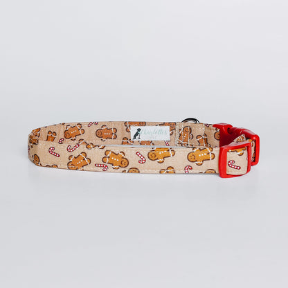 Gingerbread Man on Tan Dog Collar/ Cat Collar