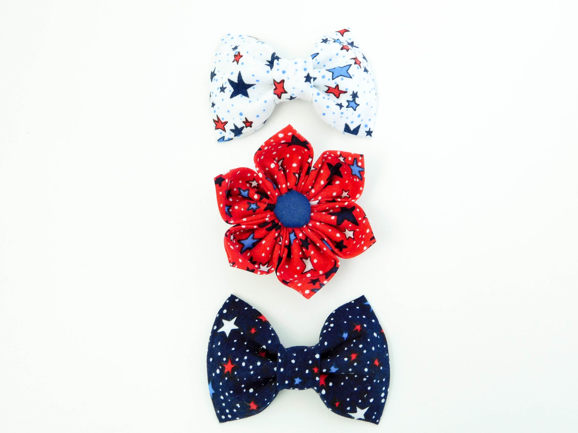 White Stars Bow Tie/Flower - Charlotte's Pet