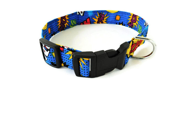 Blue Comic Superhero Collar - Charlotte's Pet