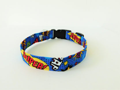 Blue Comic Superhero Collar - Charlotte's Pet