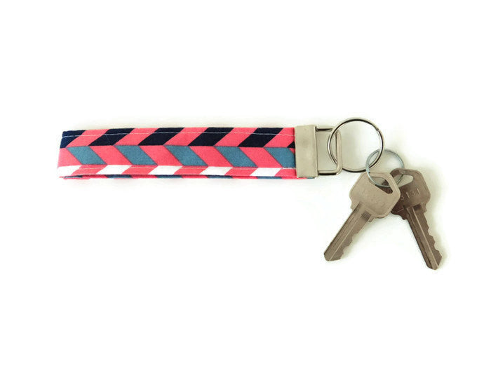 Pink Herringbone Key Fob - Charlotte's Pet