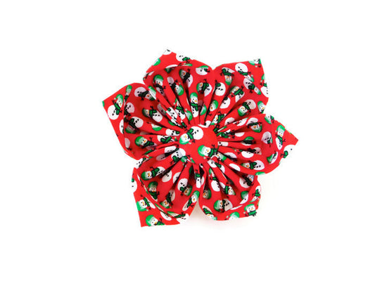 Red Snowman Flower/ Bow Tie - Charlotte's Pet