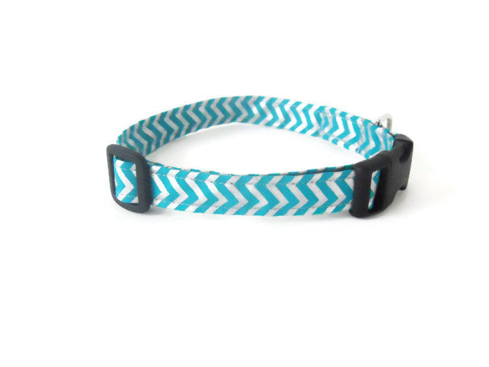 Teal and Silver Chevron Collar - Charlotte's Pet