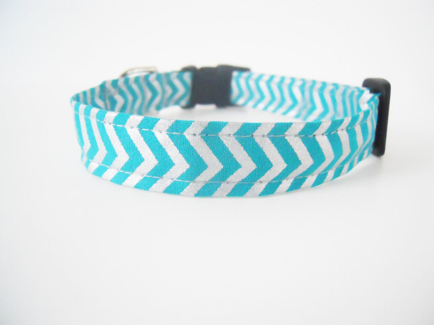 Teal and Silver Chevron Collar - Charlotte's Pet