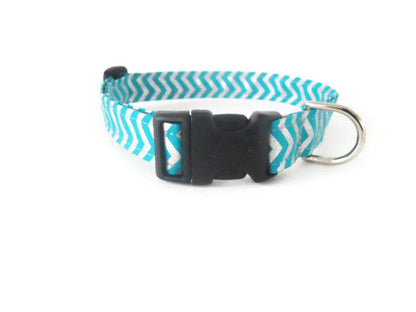 Teal and Silver Chevron Collar - Charlotte's Pet