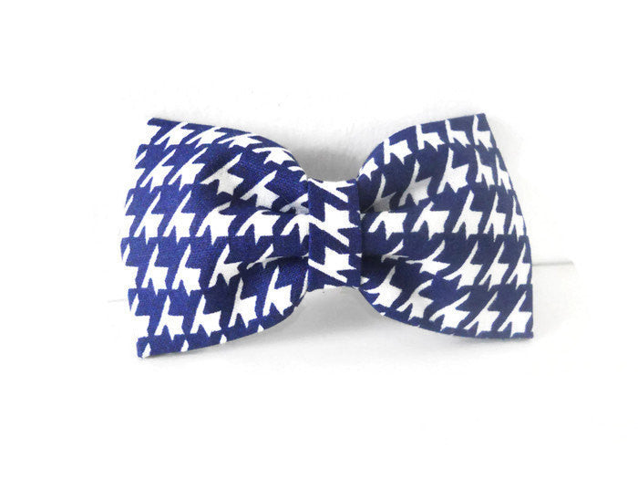 Navy Blue Houndstooth Bow Tie/Flower - Charlotte's Pet