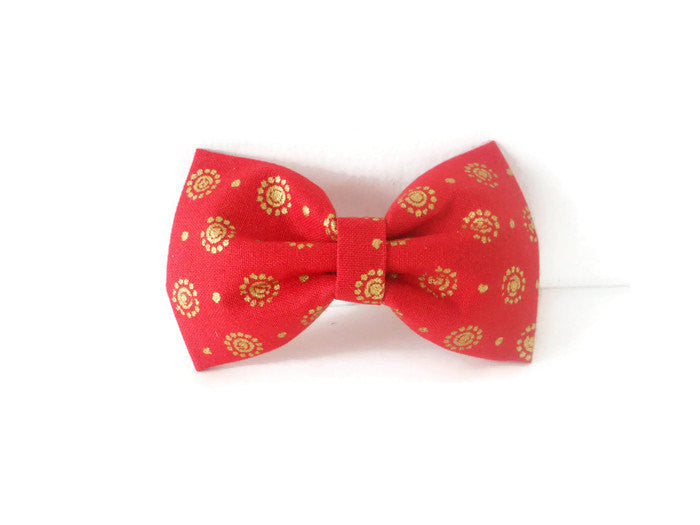 Red and Gold Bow Tie/Flower - Charlotte's Pet