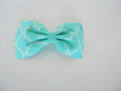 Teal Quatrefoil Bow Tie/Flower - Charlotte's Pet