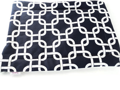 Navy and White Geometric Crate Mat - Charlotte's Pet