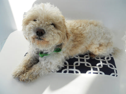 Navy and White Geometric Crate Mat - Charlotte's Pet