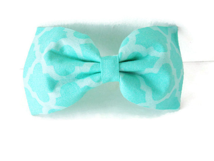 Teal Quatrefoil Bow Tie/Flower - Charlotte's Pet