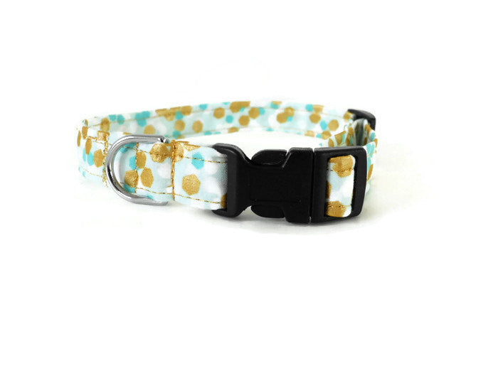 Teal and Gold  Polka Dot Collar - Charlotte's Pet