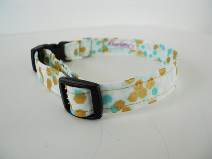 Teal and Gold  Polka Dot Collar - Charlotte's Pet