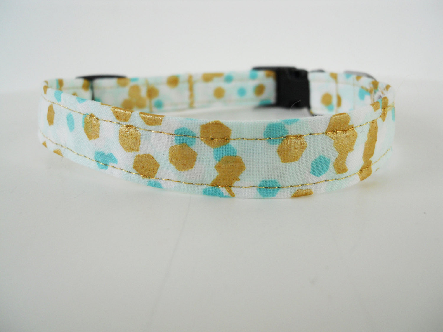 Teal and Gold  Polka Dot Collar - Charlotte's Pet
