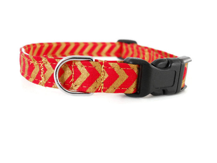 Red and Gold Chevron Collar - Charlotte's Pet