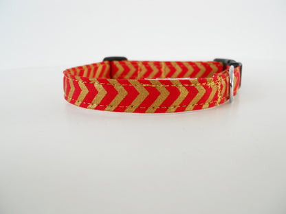 Red and Gold Chevron Collar - Charlotte's Pet