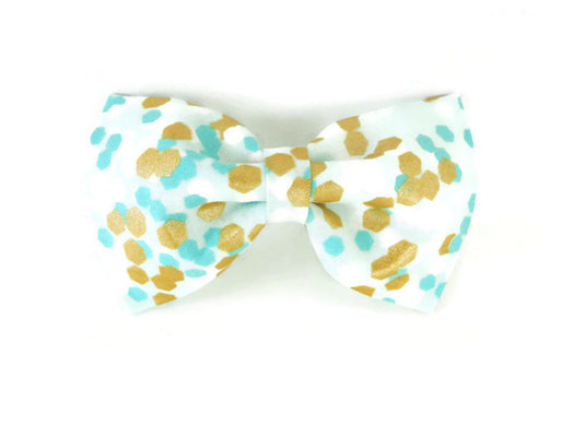 Teal and Gold Bow Tie/Flower - Charlotte's Pet