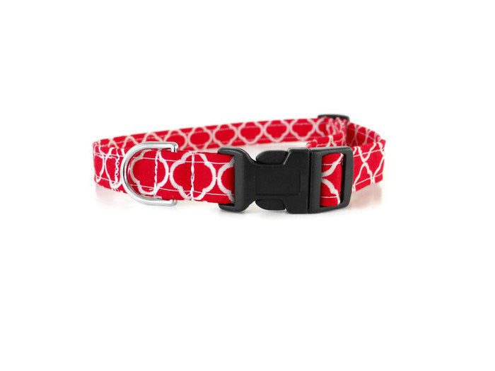 Red Quatrefoil Collar - Charlotte's Pet