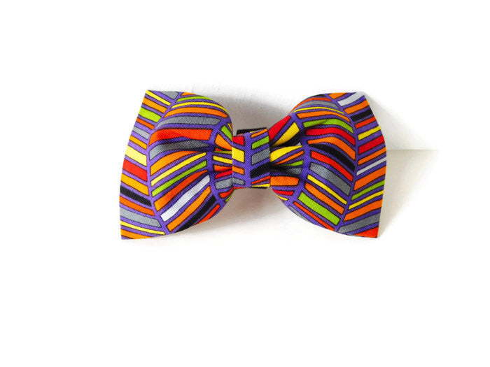 Purple Striped Bow Tie/Flower - Charlotte's Pet